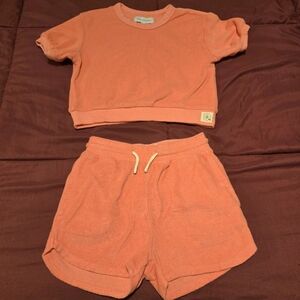 Free Assembly Girl's Terry Cloth Cropped Tee & Shorts 2‎ Piece Set Size 4/5 XS